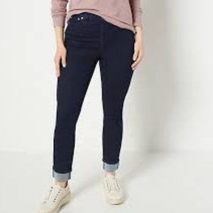 NWT DENIM‎ & CO. EASY STRETCH CUFFED SLIM STRAIGHT JEANS DEEP INDIGO 2T (TALL)